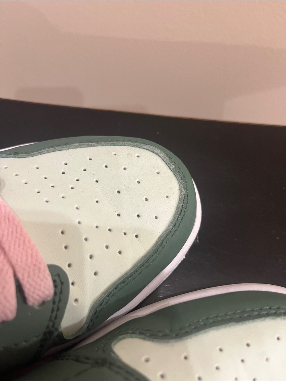 Mid-Top Sneakers in Mint Green, Black & Pink Laces - Picture 10 of 11